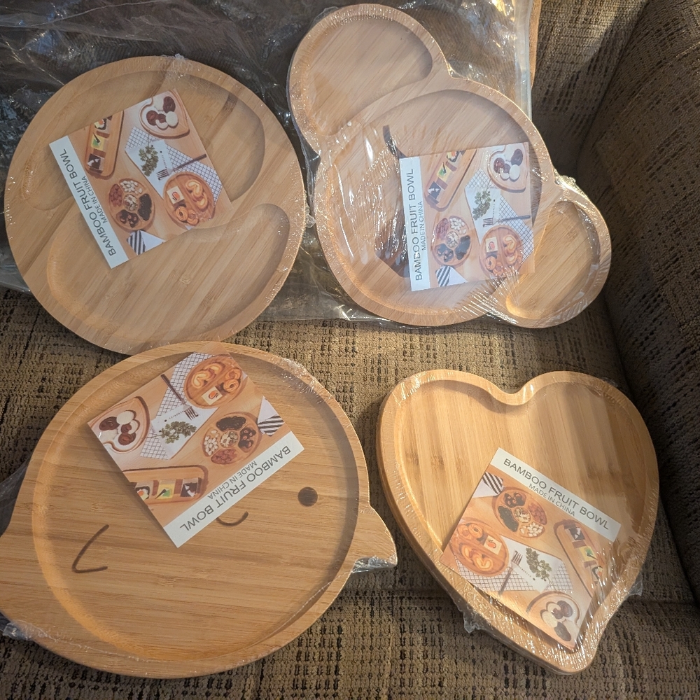 Bamboo Animal and Heart Shaped Plates
